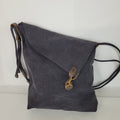 Canvas Cross Body Messenger Bag – Black with Leather Trim