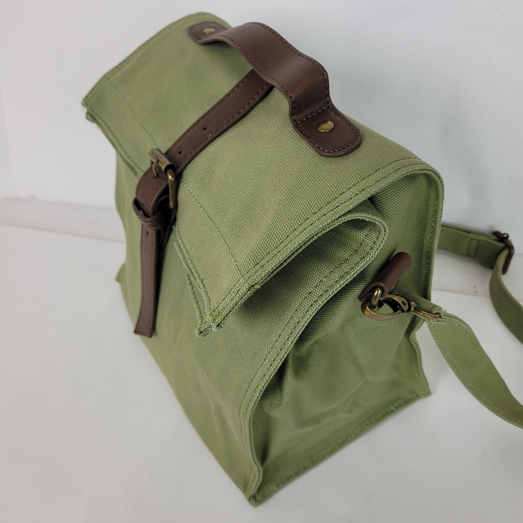 Canvas Insulated Lunch Bag – Removable Crossbody Strap | Olive Green