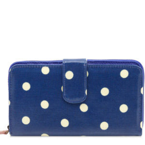 Ladies Wallet – Navy Polka Dot
