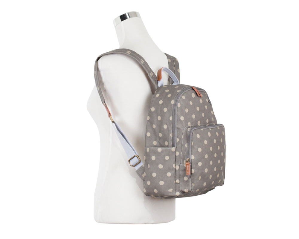 Australian Inspired Backpack - Grey Polka Dot