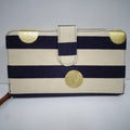 Ladies Wallet – Navy Stripe Gold Dot