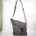 Canvas Cross Body Messenger Bag – Dark Grey with Leather Trim