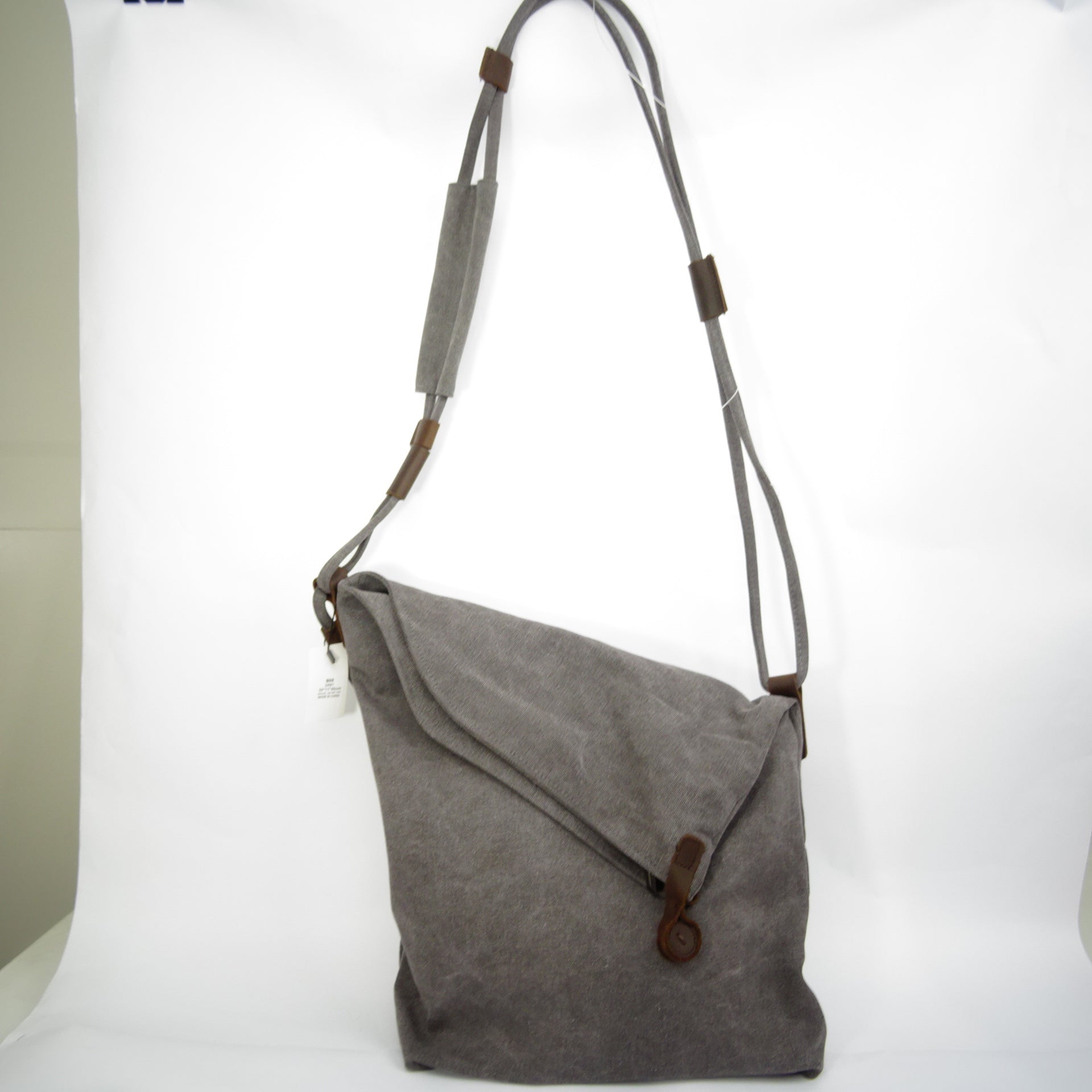Canvas Cross Body Messenger Bag – Dark Grey with Leather Trim