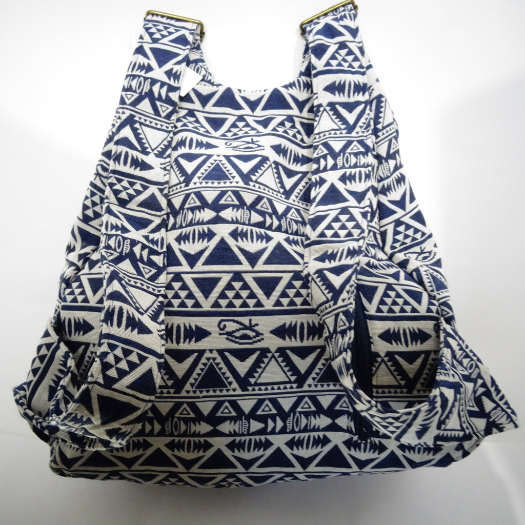 Fabric Backpack - Navy/White