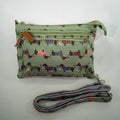 Ladies Triple Zip Crossbody Bag – Dachshund Green