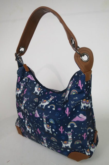 Shoulder Bag Llama Navy - Matt Polyester Cloth