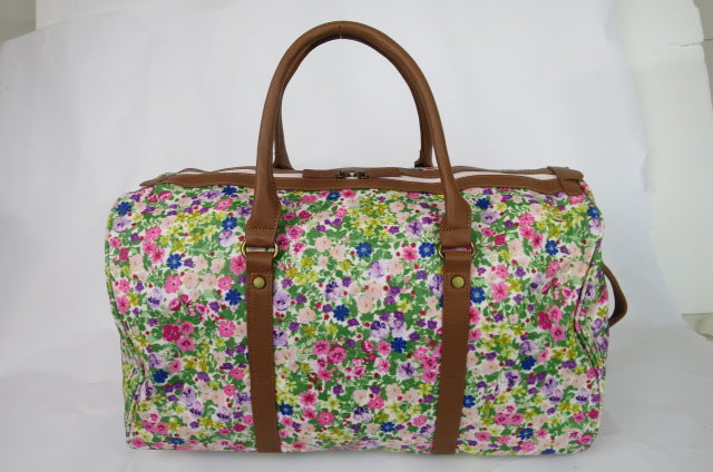 Travel Weekender Crossbody Bag – Pink Floral Print