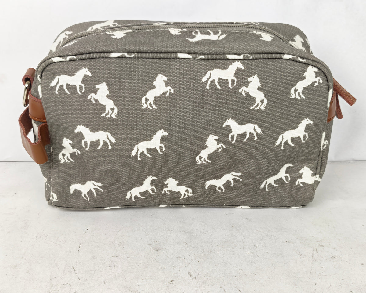 Cosmetic & Toiletry Bag Horse Grey