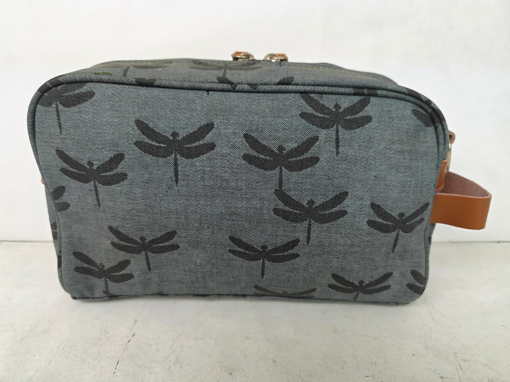 Cosmetic & Toiletry Bag - Dragonflies - Dark Grey