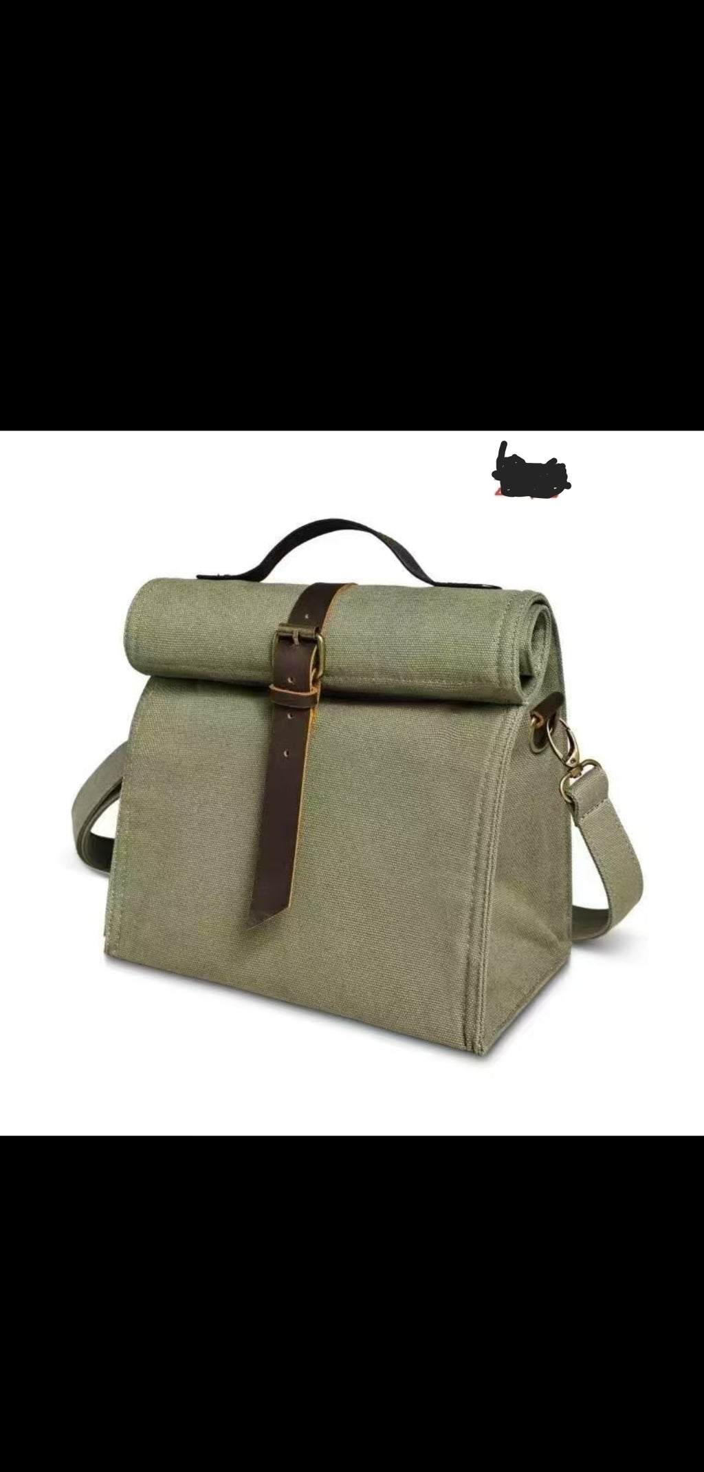 Canvas Insulated Lunch Bag – Removable Crossbody Strap | Olive Green