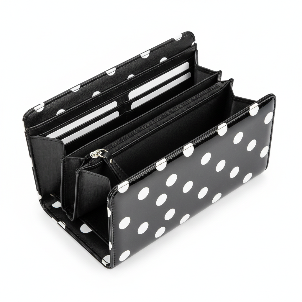 Ladies Wallet – Black Polka Dot